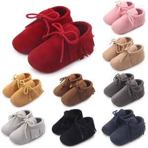 First Walkers Baby Shoes Born Infant Boy Girl Classical Lace-up Tassels Suede Sofe Anti-slip Toddler Crib Crawl Moccasins 10-colors