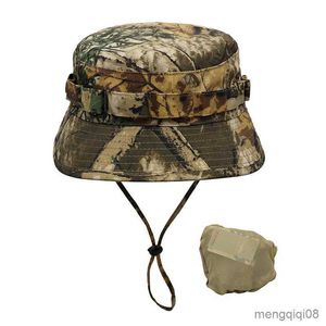 Breda randen hattar utfly sommar taktisk hatt för mäns kamouflage utomhus camping bergsklättring solskyddsmedel vikbar djungel hink r230607