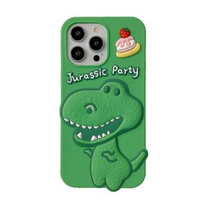 Wholesael kostenlose DHL stoßfeste Handyhülle für iPhone 11 12 ProMax 13 14 14Pro Max 3D-Cartoon niedlicher Korea-Kuchen-Dinosaurier weiche Silikon-Gummi-TPU-Abdeckung