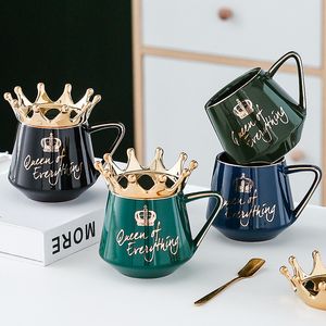 Creative Nordic Style Crown Ceramic Mugs Accompanying Hand Gift Office Couple Coffee Cup with Lid Gift