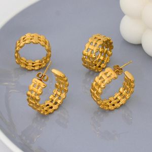 Necklace Earrings Set Modern Jewelry Metal Stainless Steel Hoop Earring Ring 2023 Trend Selling Gold Color Fashion Women's