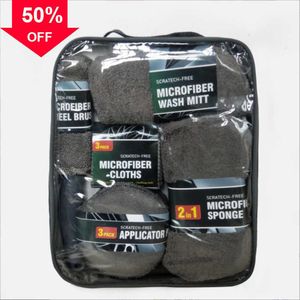 Car Wipe Kit Kit Microfiber Lothers Tools Set Set Auto Wash Gloves салфетки для восковых лоток губки щетки для машин.