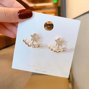 Stud Earrings Korean Style Crystal Star For Women Girls Fashion Imitation Pearl Earring 2023 Cute Birthday Gifts Jewelry ER836