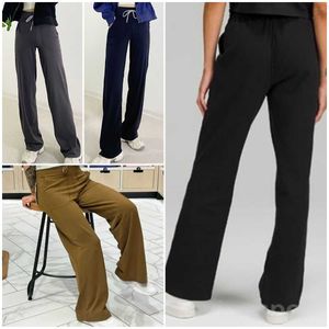 Lu Align Lu Yoga Woman Sports Bell Bottoms byxor Bodybuilding Overdimensionerad fitness Wide Leg Trousers Träning Running Löst monterande Lady Fared Sweatpants