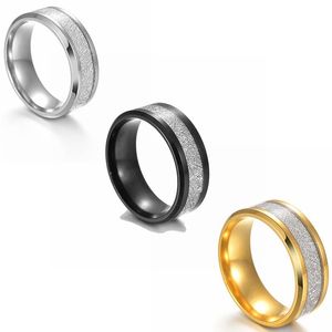 Punk Titanium Steel Ice Silk Foil Rime Women Mens Rings Fashion Simple Accessories Jewelry Present Partihandel