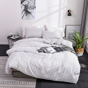 Bedding sets Simple Plaid Pattern Sanding Bedding Set Queen Single Duvet Cover and Pillowcases Bedroom Twin Double Bed King Size Quilt Covers 230606