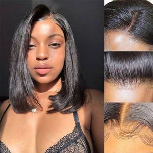 13x4 Transparent Bob Lace Wig Human Straight Hair Lace Frontal Wigs Natural Barato com Frete Grátis Perucas de Cabelo Humano