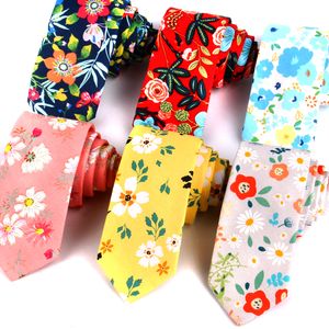 Nackband blommor slips för män kvinnor mager bomull bröllop casual mens slips klassiska kostymer blomma tryck cravat 230605