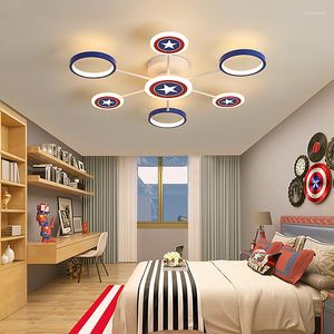 Lampadari Illuminazione moderna a LED per bambini Sala studio Camera da letto Cartoon Shield Lampade Apparecchio decorativo Apparecchi di illuminazione AC90-260V