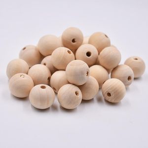 Pärlor 20mm 200st Natural Ball Round Spacer Träpärlor Egofriendly Nature Color Wood Charms Beads Charms Leadfree