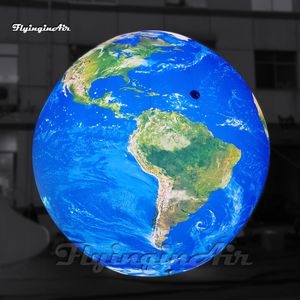 Beautiful Hanging Illuminated Large Blue Inflatable Earth Ball Lighting Globe Solar System Planet Balloon With LED Light For Space Themed Event