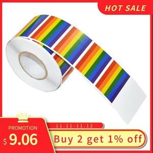 Stamping da 500 pezzi Adesivi arcobaleno orgoglio gay su un rotolo, supporta cause LGBT, etichette di bandiera dell'orgoglio per regali, artigianato, sigillatura della busta, 1,2 x