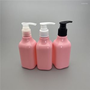 Depolama şişeleri 200ml x 24 pembe sıvı sabun losyon pompası plastik kare şampuan doldurulabilir boş duş jeli kozmetik kaplar