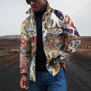 Men's Jackets Autumn And Winter Men's Fashion Jacket Printed Cardigan Button Party Casual Daily Hip-hop Fun Wear