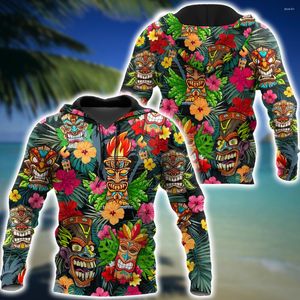 Мужские толстовки удивительная толстовка Tiki Tropical 3D-печать для мужчин и женских толстовок уличная одежда на молнии. Пуловая пуловая. Случайный костюм-костюм-188