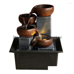 Watering Equipments Tabletop Fountain Ornaments Home Gardening Decoration Rockery Water Crafts Gifts Desktop Decorations Eu Plug Dro Dhysg