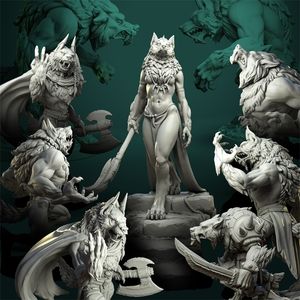 عمل لعبة Action Forest Werwolf Tribe Warrior Leader Dragon و Dungeon DND Rund Team Game Game Chess Model P230606