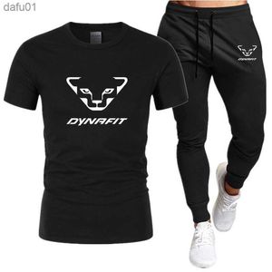 Summer brand new DYNRFIT men's sports T-shirt + pants set brand casual breathable jogging pants hip-hop fashion clothing 2023 L230520