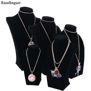 Jewelry Boxes Luxury Velvet Jewelry Model Bust Show Exhibitor 5 Sizes Option Black Display Necklace Pendants Mannequin Jewelry Stand Organizer 230606
