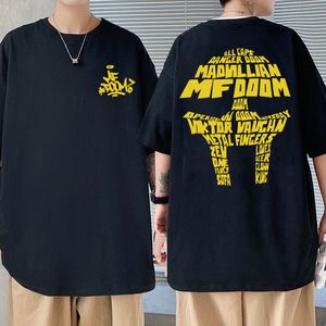 Мужские рубашки певец MF Doom Madlib Madvillain Двусторонний график Tops Tops Мужская рубашка хип