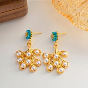 Classic Vintage Personalized Peacock Feather Earring women exaggerated metal fashionable stylish ear studs Luxury Jewelry E4000