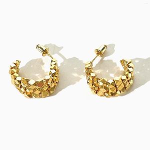 Orecchini a cerchio Peri'sbox Fashion Oro argento placcato Perline in metallo Facted Open Women Statement Chunky Ear Hoops Bling Jewelry
