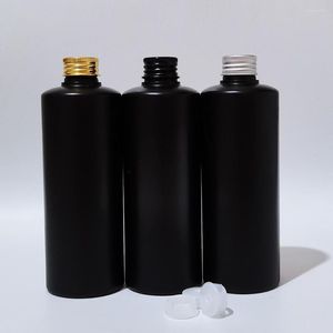Storage Bottles 300ml Empty HDPE Black Cosmetics Bottle With Aluminum Screw Lid 10 OZ Liquid Soap Shower Gel Squeeze Cosmetic Packaging