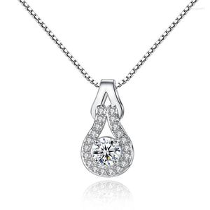 Pendant Necklaces 1 Piece Hanging Gourd Shape Box Chain Necklace Setting Cubic Zirconia Silver Color For Women Fashion Jewelry