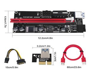 Ver 009s 6pin SATA Power PCI Express 16X Slot Riser Card USB 30 PCIE PCIExpress 1x a 16x PCIE Riser Card para Bitcoin BTC Miner5891797