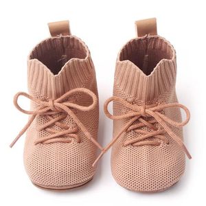 Atmungsaktive Flyknit-Schuhe für Babys, Lauflernschuhe, Kleinkinder, Neugeborene, High-Top-Schuhe für Jungen und Mädchen, Prewalker-Schuhe mit weicher Sohle, Kinder-Turnschuhe