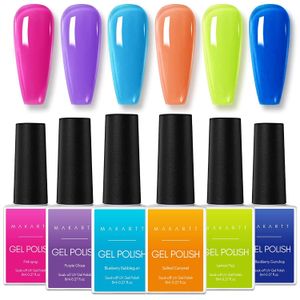 Kits Makartt Gel Polish Crystal Rainbow Jelly Gel Nail Kit 6pcs Shiny Resistant Soak Off Uv Led Curing Gels Lacquer Color Gel