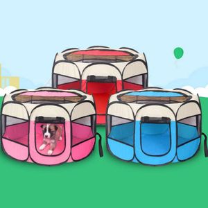 Mats Portable Folding Pet Tent Dog House Cage Dog Cat Tent Playpen Puppy Kennel Easy Operation Octagonal Fence Outdoor Pets Supplies