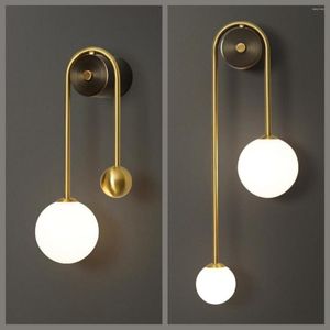 Wall Lamps All Copper Lamp Simple Living Room Corridor Hanging Ball Nordic Light Luxury Bedroom