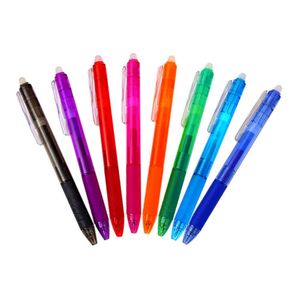 Erasable Gel Pen 0,5 mm kulspets Presstyp stor kapacitet påfyllning av stång 8 färgskrivning ritning målning tvättbart handtag