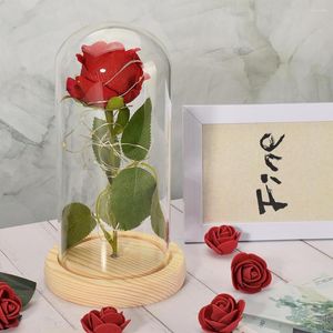 Decorative Flowers LED Rose Battery Powered Beautiful Glass Bottle String Light Desk Lamp Romantic Valentine's Day Birthday Gift Home