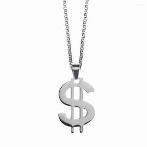 Подвесные ожерелья из нержавеющей стали хип -хоп -стрит танец в долларовом ожерельем модных украшений для него с цепью
