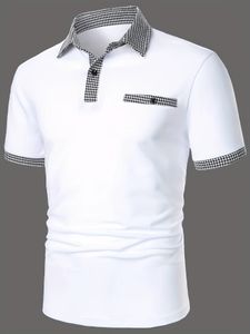 Mens Polos Summer Casual Shortsleeved Polo Shirt Office Fashion Lapel Tshirt Breatble Clothing 230607