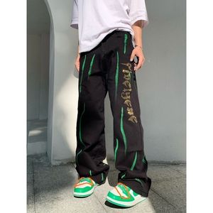 Mens Pants Diamond Letter High Street Men Vibe Style Hip Hop Retro Loose In and Women vintage mens pants 230606