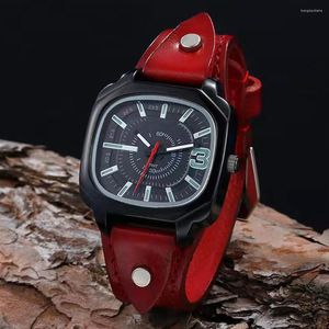 Wristwatches SMVPShsby Cowhide Leather Strap Watch Women Dress Wristwatch Female Square Quartz Men's Sports Casual Couple