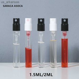 フレグランス100pcs 1ml 1.5ml 1.8ml 2mlバヨネットガラス黒い白い透明な目に見えないスプリングポンプスプレー香料サンプルボトルL230523