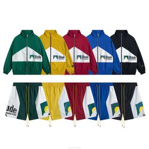 Designerska odzież marka moda płaszcza amerykańska marka mody rhude patchwork pigułka zamek błyskawiczna wiosenna jesienna kurtka wiatroodporna wodoodporna kurtka dla mężczyzn sportowych w