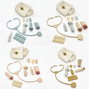 Conjunto de brinquedos de fingir brincar de médico Kit de médico de silicone durável para crianças pequenas Simulação de dramatização educacional Conjunto de 9 brinquedos de aprendizagem