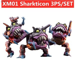 Xiaomo Transformation XM-01 XM01 Sharkticon Shark Squad 3PCS/SETアクションフィギュアコレクションロボットおもちゃL230522