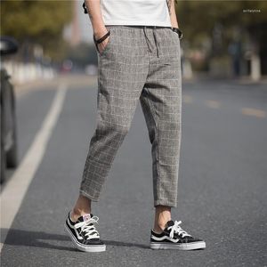 Męskie spodnie Marka Casual harem 2023 Summer Linen Plaid Men's Spoders Hip Hop Jogging Sports Street Clothing M-5xl