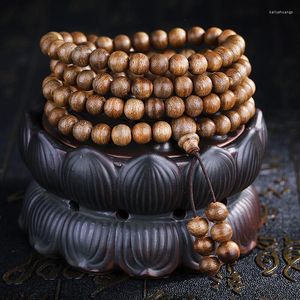 Charm Bracelets SNQP Chenxiang Wood Hand Chain Brunei Old Material 108 Budist Beads Handle Pieces Character Playing Bracelet