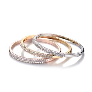 New design fashion jewelry 14K gold plated copper inlaid zircon open bracelet luxury women's party accessories