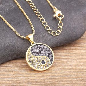 Chains AIBEF Chinese Style Pendant Necklace Jewelry Choker Women Copper Inlaid Zircon Necklaces Men Gift