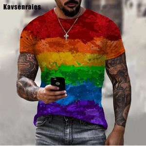 Męskie koszulki Rainbow Paint Splatter Print T-shirt mężczyzn Kobiety Letni hipster kolorowy atrament 3D T Shirt Unisex Street HARAJUKU Ożywne szczyty 230606