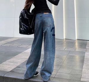 Women's jeans high-waisted designer straight-through wide leg pants show thin women casual pants Size S-L-