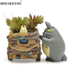 Pişiriciler Modern Karikatür Etli Ekici Pot Reçine Yaratıcı El Sanatları Sevimli Totoro Çiçek Ev Dekorasyonları Vazo Macetas 230606